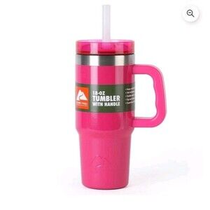 NEW Ozark Trail 18 oz Insulated Stainless Steel Tumbler with Handle Hot Pink